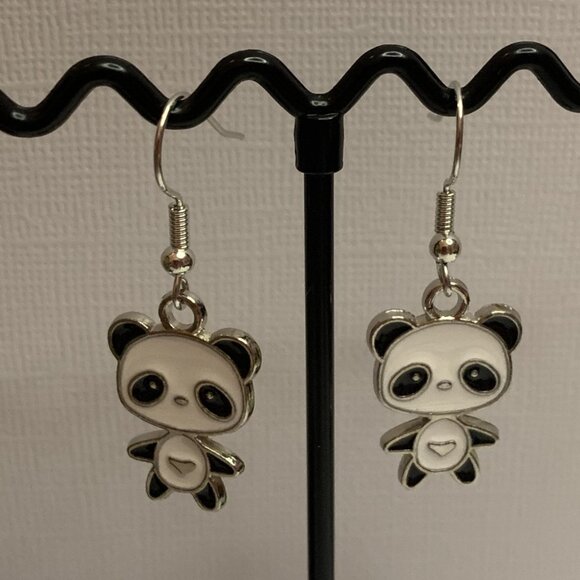 Panda Earring, Panda Bear Jewelry, Gift, Panda Jewelry, Silly Animal Earring - Picture 8 of 8